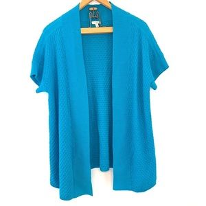 Talbots blue open front short sleeve cardigan